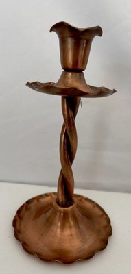 Gregorian Copper Twisted Stem Candle Stick Holder 7 Inches Tall Vintage