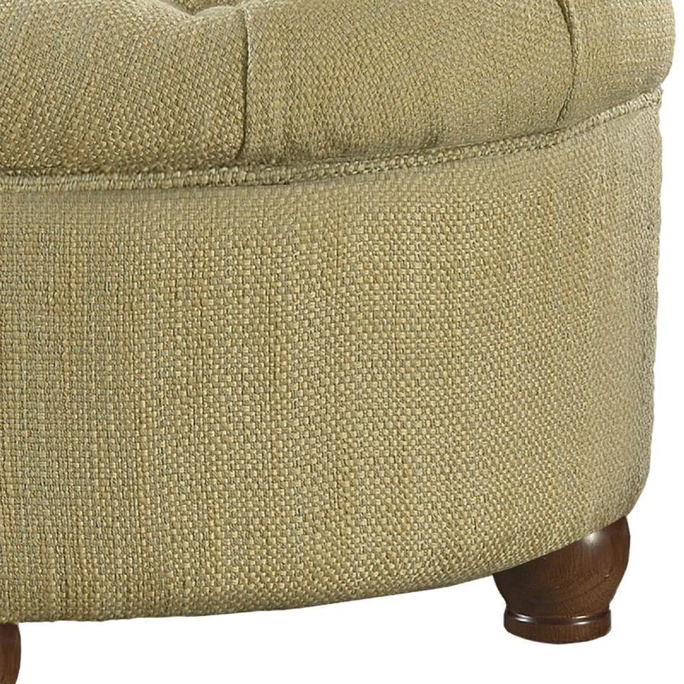 Fabric Upholstered Wooden Ottoman with Tufted Lift Off Lid Beige Medium - Image 4 of 4