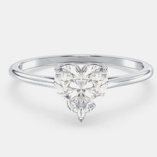 IGI Certified Lab-Created Diamond Wedding Ring 14K White Gold 1.50 Ct Heart Cut