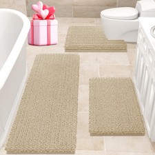 Upgrade Extra Large Beige Bathroom Rug Set 3 Pieces Ultra Soft, Thick Absorbe...