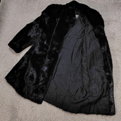 Saga Mink Fur Coat Silver Label Black Free Size Japan