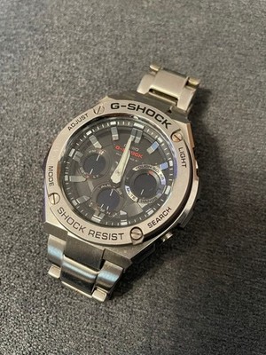 Casio GST W110D G SHOCK Timepiece Solar Atomic Black Dial Silver Band
