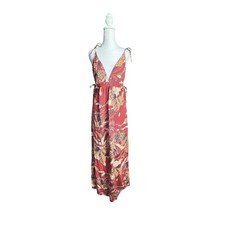 Maaji Womens Native Soul Tropical Long Dress Cover Up Maxi Sz L Open Back Boho