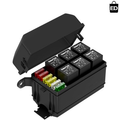 Compact 12V Relay Box with 6 Slots & Fuses - Optimal Safety for Your Vehicle