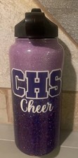 Purple Sparkle CHS Personalized Cheerleader Large Water Bottle "Alex"