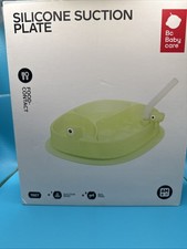 Silicone Suction Baby Plate w/ Divider  Straw BPA Free Food Grade 6M Green