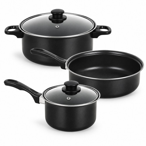 5PCS Induction Pan Set Saucepan Set Cookware Pot Non Stick Saucepan Glass Lid