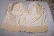 VTG 203 Union Made Carnival Corset Bustier Bra 38C Lined Beige Underwire Ribbed