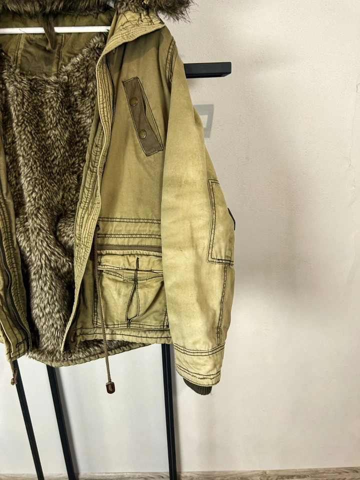 Chaqueta cargo de piel con capucha de vanguardia estilo histérico japonés Streetwear de colección años 90 Foto 4 de 4