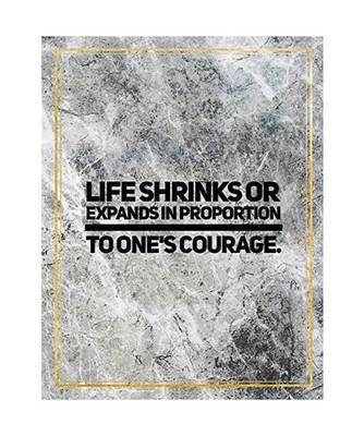 Life shrinks or expands in proportion to one's courage.: College Ruled Marble De