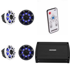 Kicker Premium Marine 2 Pair  6.5" Speaker and Amplifier bundle Includes LE...