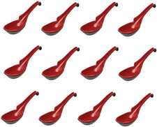 2397, Set of 12 Soup Spoons with Hook Asian Soup Spoons Chinese Spoons with Notc