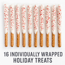 Peppermint Crunch White Chocolate Pretzel Rods 16 Pack Individually Wrapped