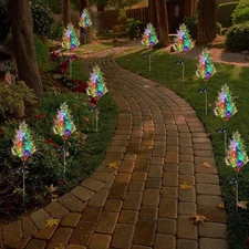 2-10X LED Christmas Tree Xmas Solar Lights Stake Lamp Path Garden Outdoor Decor