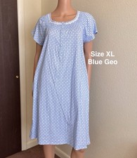 Aria Women's 100 Cotton Raglan Sleeve Smocked Neck Sleepwear Gown, XL