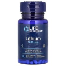 LIFE EXTENSION LITIO 1000MCG 100 CAP. ESTADO DE ANIMO SALUDABLE. CEREBRO