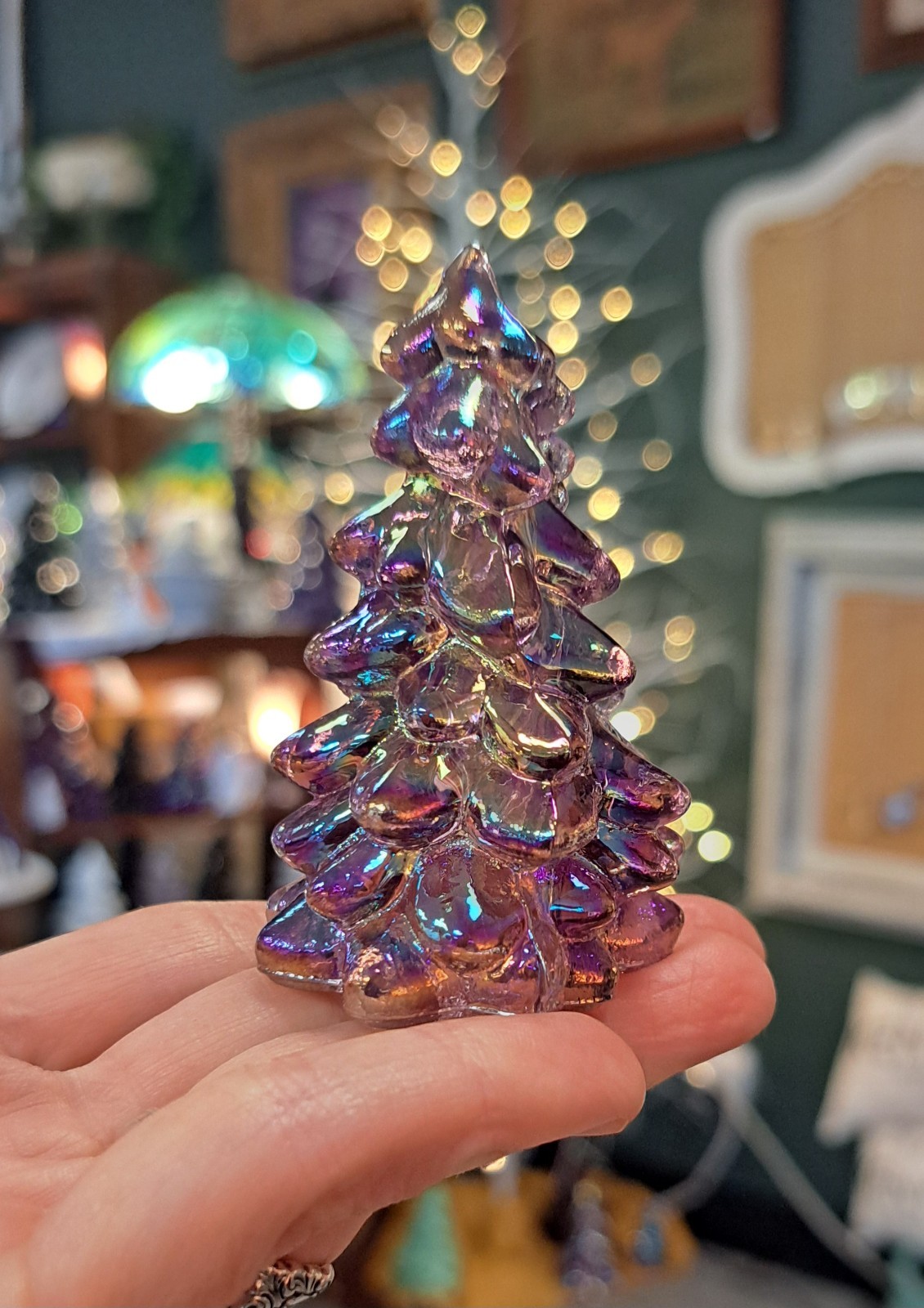 Mosser Glass Mini Christmas Trees 2.75" Sugar Plum Buffett Blue Milk Teal Set 6