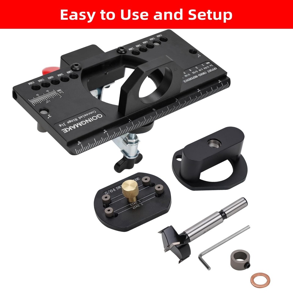 GOINGMAKE Metal Concealed Hinge Jig with Quick Clamp and Dust Vacuum ...