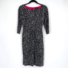 Tahari ASL ruched Twist Dress Scoop Neck geometric flattering  size 4