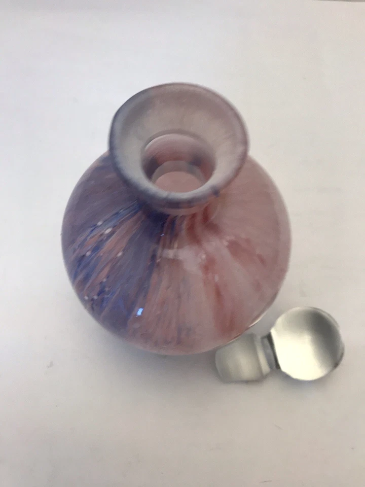 Pequeña jarra de vidrio jaspeado rosa y púrpura para decoración del hogar Foto 4 de 4