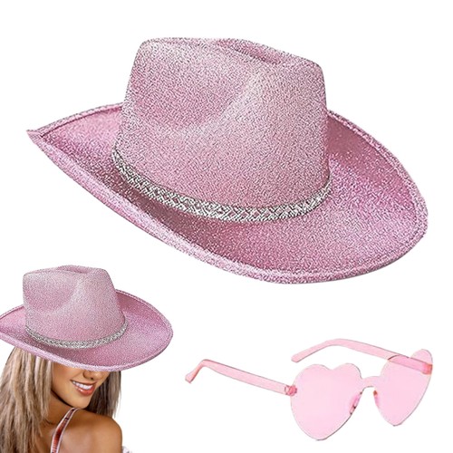 1x Rhinestone Adult Cowboy Hat Summer Hat Western Bachelorette Party Cowgirl Hat - Picture 3 of 15