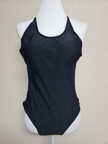 NEW Women's Plus Swimsuit One Piece Round Neck Black Color Cutout Side.Size XXL
