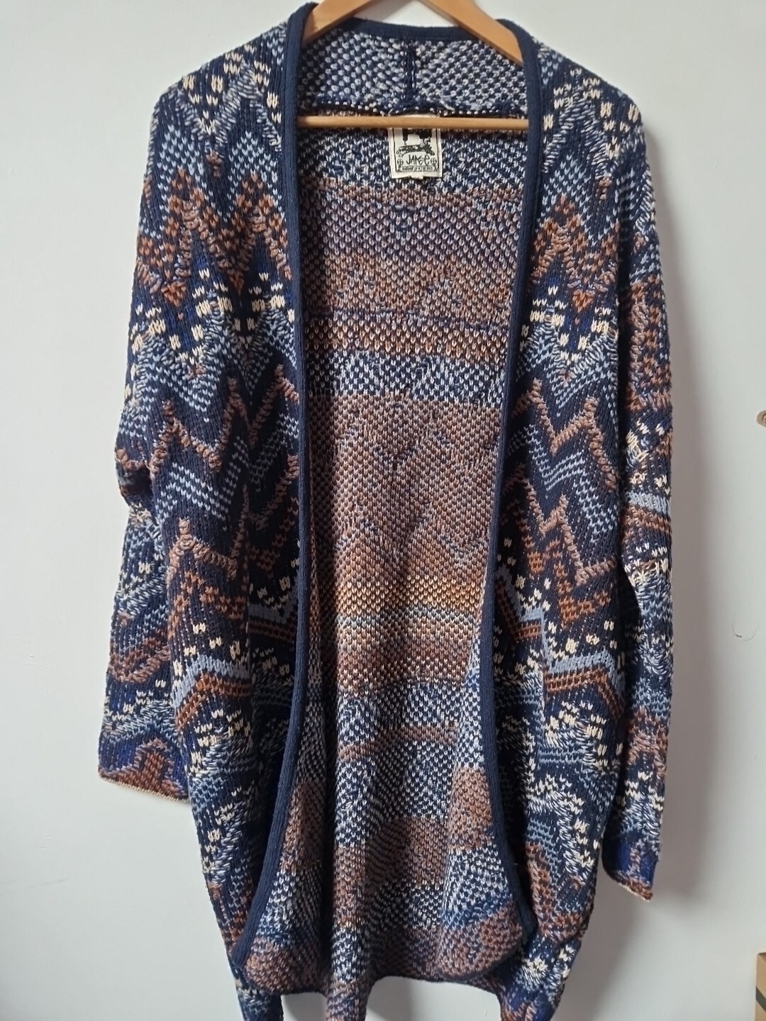 Jaase Hippie Boho Long Knitted Open Style Cardigan Top Size M L