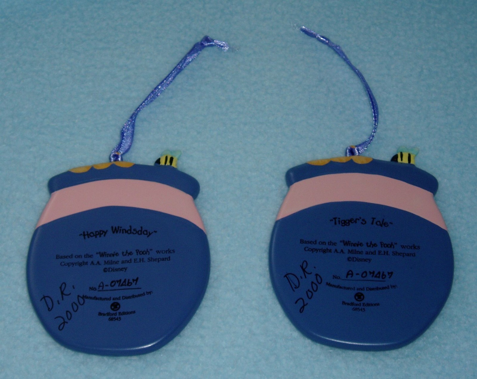 Rare Bradford Editions Winnie the Pooh Honey Pot Ornaments Set of 2