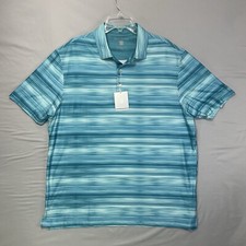 New 94 Hickey Freeman Golf Polo Shirt Short Sleeve 3 Button Striped Mens Sz XL