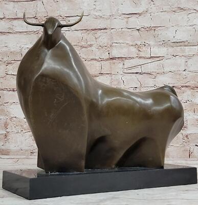 Fernando Botero Bull Bronze Sculpture Figure Abstract Signed Art on Marble Base
