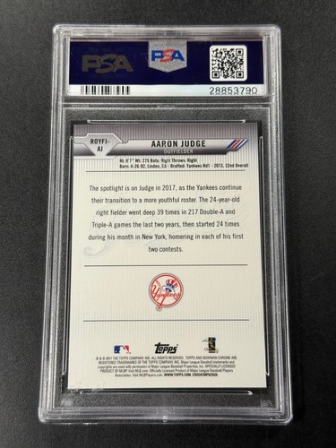 AARON JUDGE 2017 BOWMAN MEGA BOX CHROME ROOKIE OF THE YEAR FAVORITES PSA 10 GEM - Picture 2 of 6