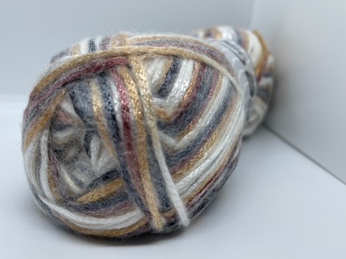 Glam Universe Ice #64593 Grey Gold White Copper Tan 100gr 250yd Shiny Fuzzy Yarn - Picture 5 of 5