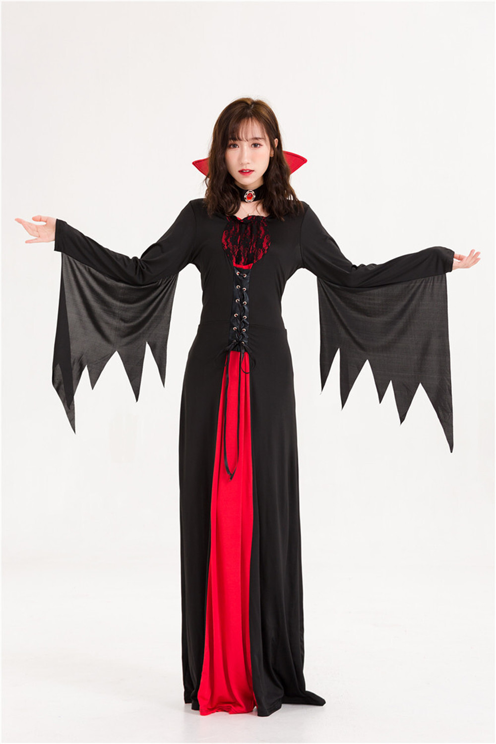 Gothic Lady Black&Red Dress Vampire Queen Cosplay Dress Halloween Women