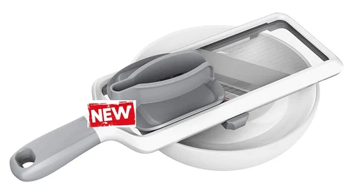Multi Handheld Mandoline Slicer - Adjustable Blade, Comfort Grip (Gray)