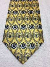 VAN HEUSEN MENS TIE YELLOW WITH BLUE AND WHITE 4 X 58