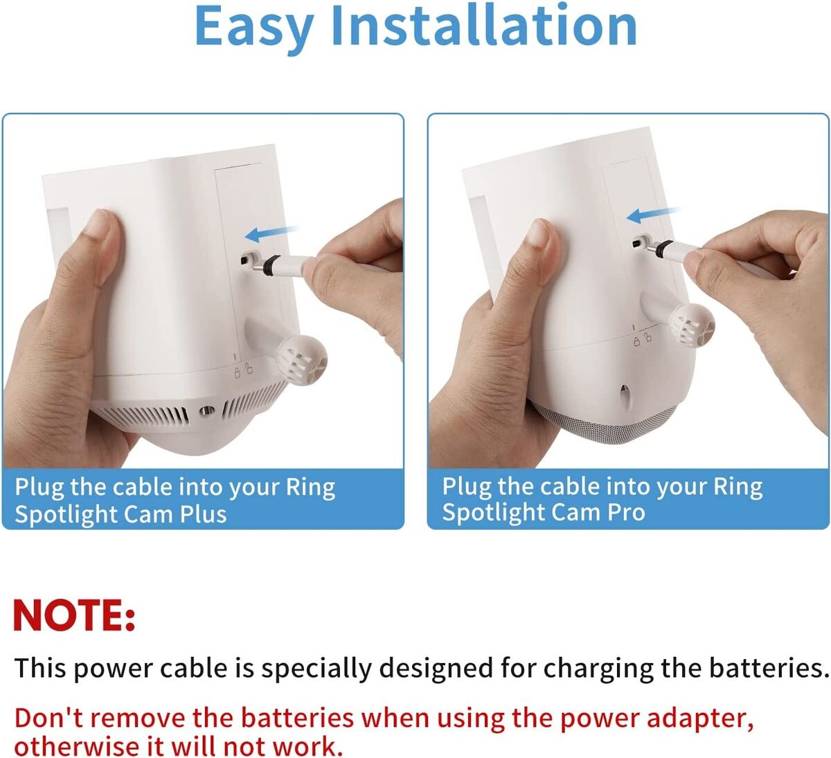 Ring Spotlight Cam Plus/Pro Power Adapter (Battery), W/ 25Ft Ring Spotlight Cam Plus/Pro Power Adapter (Battery), W/ 25Ft