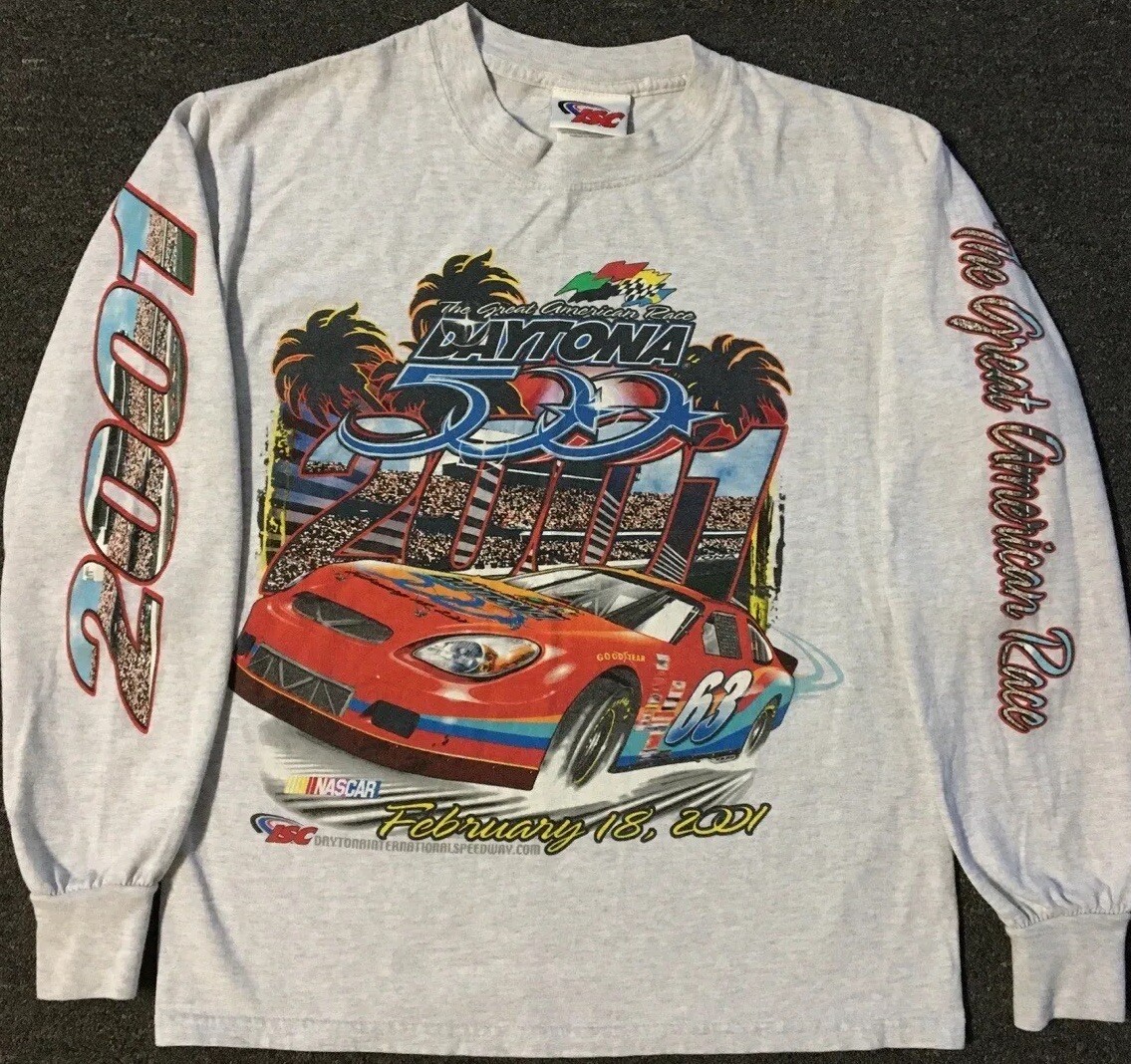 Vtg NASCAR Daytona 500 Faded AOP Shirt S Driving Racing Car