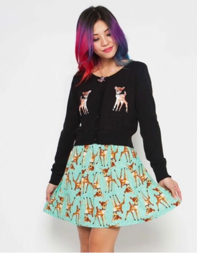 Cardigã Iron Fist raro Derry Me preto veado botão para baixo suéter XS Reino Unido 8  - Imagem 4 de 4