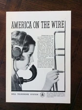 1934 vintage original print ad Bell Telephone System AT&T America On The Wire