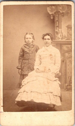 Young Woman and Girl, Fashionable Attire, c1880, CDV Photo, #2692 - Picture 1 of 2