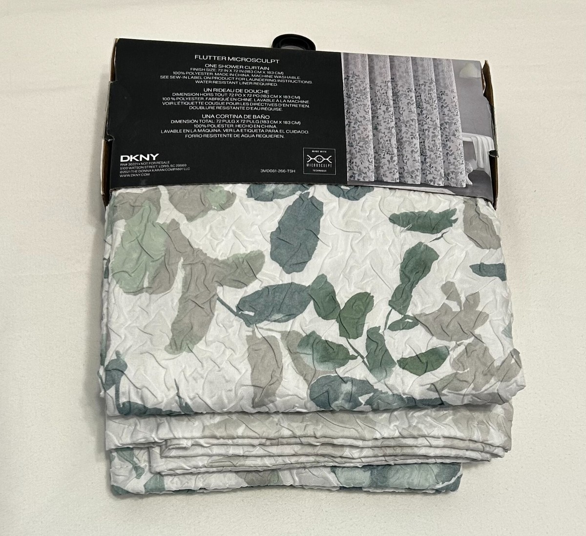 DKNY Shower Curtain Textured Flutter Microsculpt Fabric 72x72  