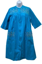 Vintage Carol Brent Montgomery Ward Embroidered Corduroy Robe Housecoat NEW NOS