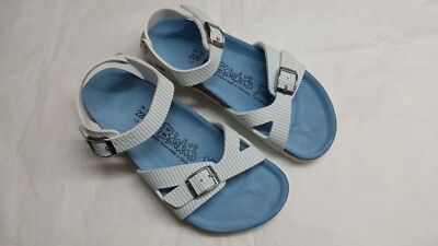 Birkis Tuvalu Kinder Mädchen Sandalen Narvic Stripes Blue Soft Blau Weiß 333223