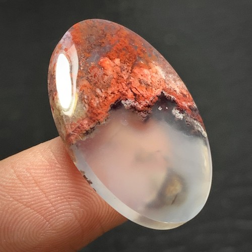 Scenic Moss Plume Agate Cabochon 27x18x4mm High Quality 17 ct - Picture 5 of 6