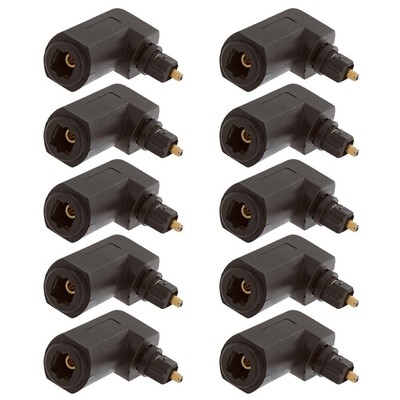 10x Toslink Female to Male 360 Degree Angle Fibre Optic Audio Cable Adapter