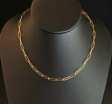 Paperclip Chain Link Necklace Gold Plated Stainless Steel 3.6mm 19.6 4.9g 2017