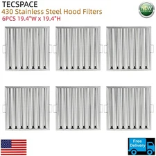 Ginkman Commercial 6PCS 19.4"W x 19.4"H Stainless Steel Hood Filters for Kitchen