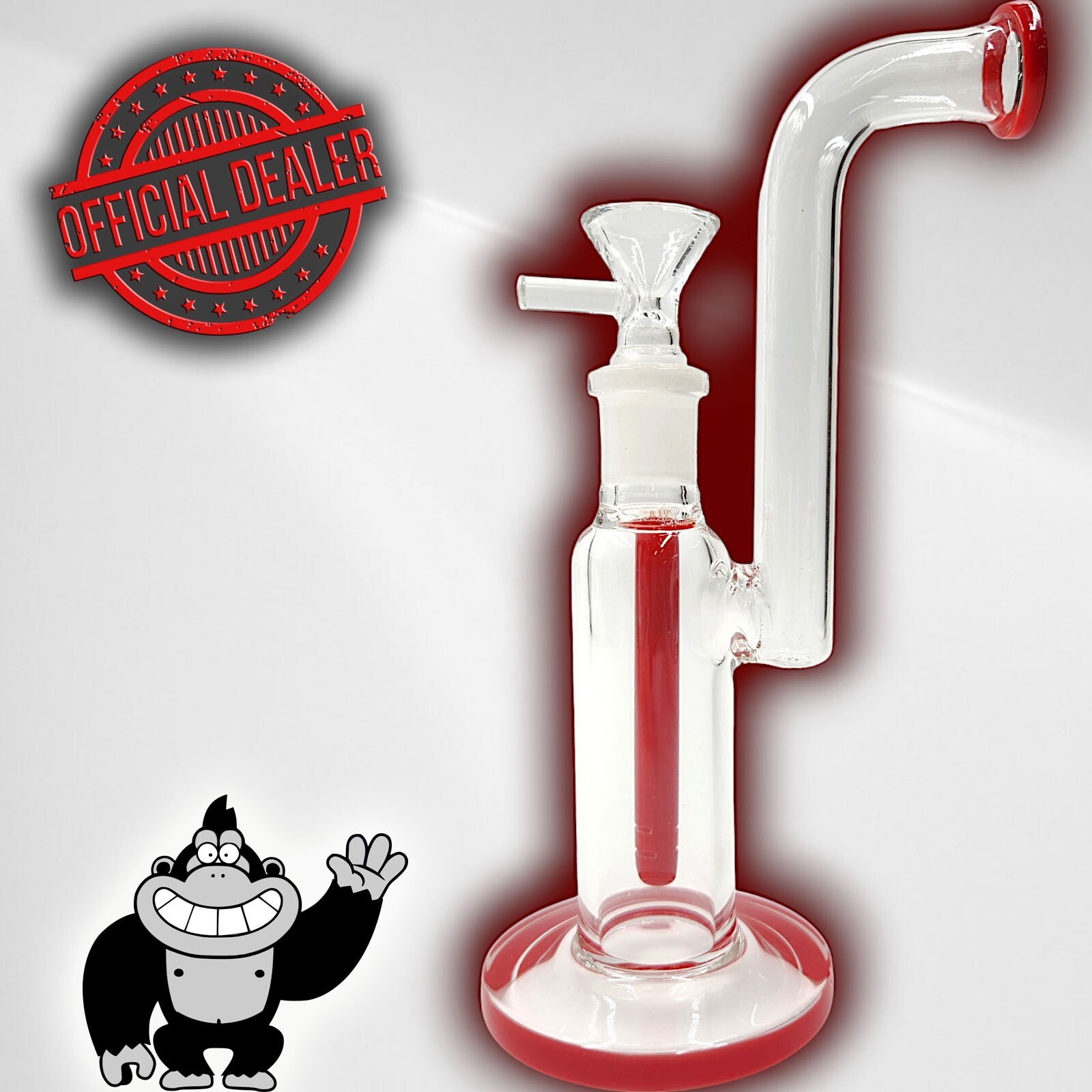 8" Travel Size Red BUBBLER Straight Tube Beaker Bong Smoking Water Hand Pipe