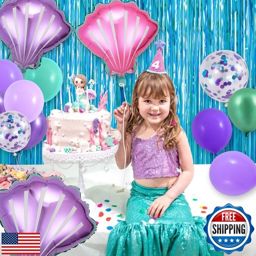 SNLN 140Pcs Mermaid Party Decorations Birthday Supplies for Girls Kids Mermai - 第 4/5 張圖片