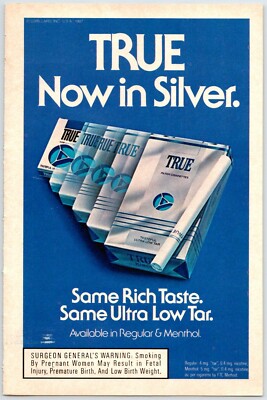 TRUE CIGARETTES Vintage 1980's 5.5